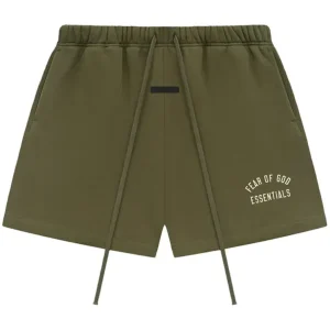 FEAR OF GOD ESSENTIALS logo Green Track Shorts